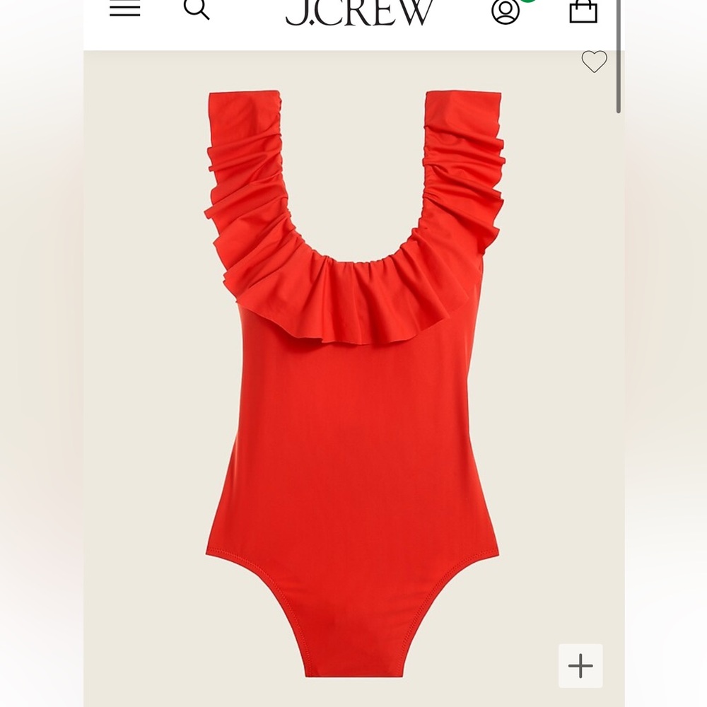 NWT J. Crew ruffle scoop back one piece in bright cerise